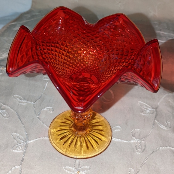 Jeannette Other - Vintage Jeannette Amberina compote dish.